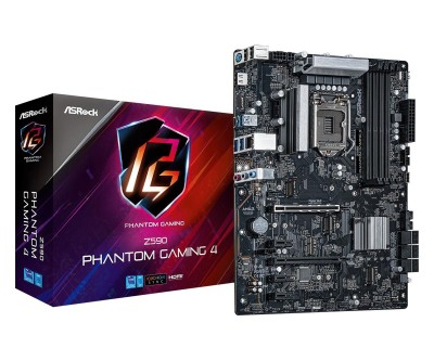 ASRock Z590 Phantom Gaming 4 - Intel LGA1200, 4xDDR4, M.2 + SATA3,
PCI Express, ATX, HDMI, USB 3.2, 7.1 audio, GigaLAN, RGB