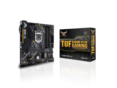 Asus TUF B360M-Plus Gaming, Intel LGA1151, B360, PCI Express, MicroATX, 4xDDR4, 2xM.2 + SATA3, DVI/HDMI, USB-C, 7.1 audio, GigaLAN, Aura RGB