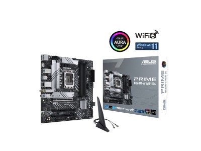 Asus PRIME B660M-A WIFI D4, Intel LGA1700, PCI Express, MicroATX, 4xDDR4, 2xM.2 + SATA3, 2xHDMI/DP, USB-C (front), GigaLAN, WiFi 6, Bluetooth, Aura Sync RGB