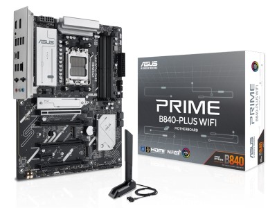 Asus PRIME B840-PLUS WIFI, AMD AM5, 2xPCI Express, ATX, 4xDDR5, 3xM.2 + SATA3, HDMI/DP, USB-C, 2.5Gbe LAN, WiFi 6E, Bluetooth 5.3, Aura Sync RGB