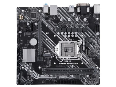 Asus Prime B460M-K, Intel LGA1200, B460, PCI Express, MicroATX, 2xDDR4, M.2 + SATA3 RAID, VGA/DVI, USB 3.2, 7.1 audio, GigaLAN#2