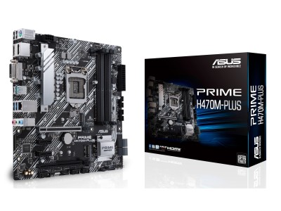 Asus PRIME H470M-Plus, Intel LGA1200, H470, 2xPCI Express, CrossFireX, MicroATX, 4xDDR4, 2xM.2 + SATA3 RAID, DVI/HDMI/DP, USB-C, GigaLAN#1