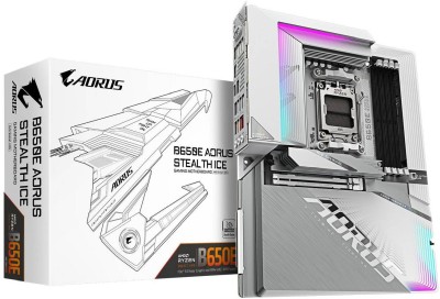 Gigabyte B650E AORUS STEALTH ICE, AMD AM5, PCI Express, ATX, 4xDDR5, 3xM.2 + SATA3 RAID, HDMI/USB-C, USB-C, 2.5Gbe LAN, WiFi 7, Bluetooth 5.4, RGB Fusion