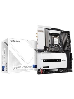 Gigabyte Z590 VISION D, Intel LGA1200, Z590, 3xPCI Express, CrossFire, ATX, 4xDDR4, 3xM.2 + SATA3 RAID, HDMI/Thunderbolt 4, USB-C, 7.1 audio, 2x2.5GbE LAN, WiFi 6, Bluetooth, RGB Fusion 2.0