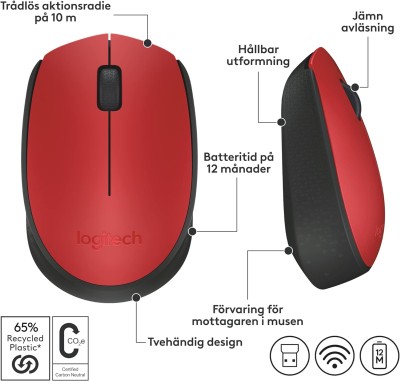 Logitech Wireless Mouse M171 - Röd