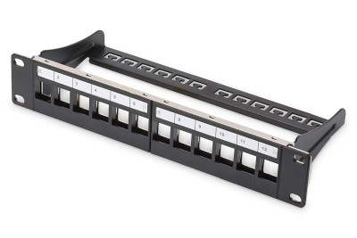 Modulär patchpanel 12 portars 10" rackmont. 1U, skärmad