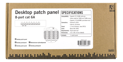 DELTACO Patchpanel, 8xRJ45, Cat6a, väggmonterbar, 10Gbps, svart#3