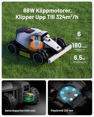 Robotgräsklippare LUBA mini AWD 1500 (2025) Trådlös Robotgräsklippare, 1500m², Max. 1800m², UltraSense AI Vision Automatisk Kartläggning, 80% Lutning, Klipphöjd 20-65mm, med 4G-modul#11