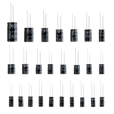 Kondensator, 100uF 25V, Stående