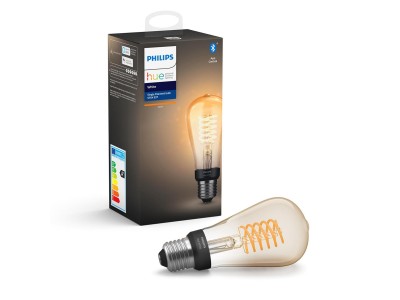 Philips Hue White E27 filament ST64 Varmvitt. E27 ljuskälla med filament ST64. Integrerad Bluetooth