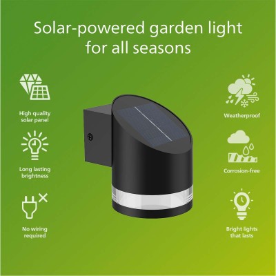 Fyve Vägglampa Vinklad Solcell Ultra Efficient LED 200lm Svart#2