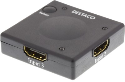 DELTACO HDMI Switch Automatisk 3pc - 1skärm 1080p 3d