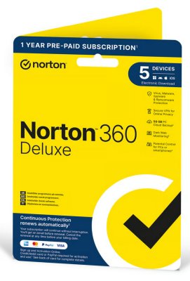 Symantec Norton Security 360 Deluxe 5 Enheter, 1 År Abb. 50 GB Cloud storage