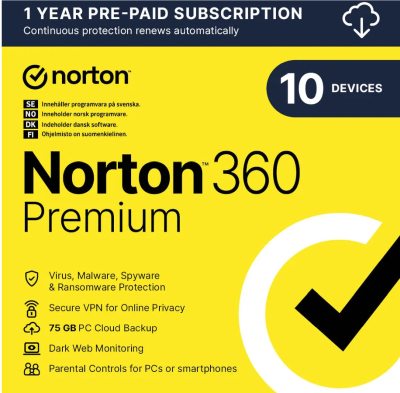 Symantec Norton 360 Premium, 10 enheter, 1 År Abb. 75 GB Cloud storage
