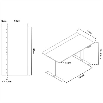 Arozzi Arena Nordico, elektriskt justerbart 71-115 cm - Vit#6
