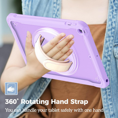 Fodral till iPad 10,2" iPad 9:e 8:e generationen 2021/2020/2019 Extra tåligt,  360 graders vridbart stöd – lila#2