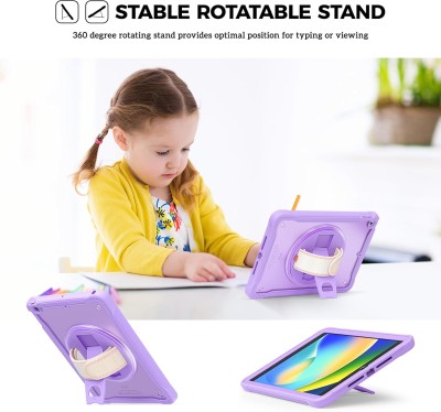 Fodral till iPad 10,2" iPad 9:e 8:e generationen 2021/2020/2019 Extra tåligt,  360 graders vridbart stöd – lila#3