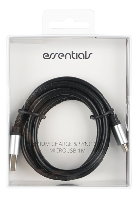 Essentials USB-A - MicroUSB Cable 1m PU Leather, black