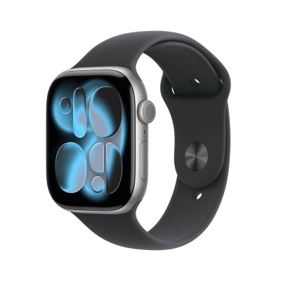 Apple Watch Series 11 GPS 46mm Rymdgrå Aluminiumboett med Svart Sportband - M/L#1