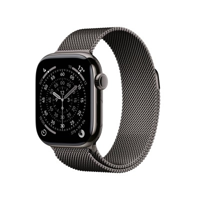 Apple Watch Series 11 GPS + Cellular 42mm Skiffer Titanboett med Slate Milanese Loop#1
