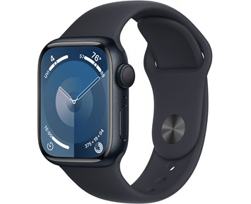 Apple Watch 9 GPS, 41mm Midnatt Aluminiumboett med Midnatt Sportband - S/M