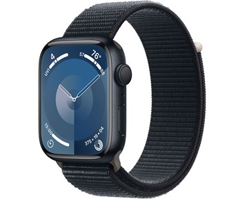 Apple Watch 9 GPS, 45mm Midnatt Aluminiumboett med Midnatt Sportloop