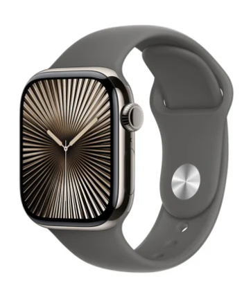 Apple Watch Series 10 GPS + Cellular 42mm Naturlig Titanboett med Granitgrå Sport Band - S/M