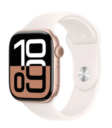 Apple Watch Series 10 GPS + Cellular 46mm Roséguld Aluminiumboett med Light Blush Sport Band - S/M