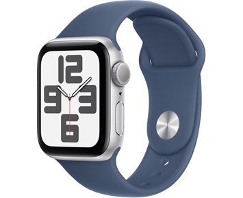 Apple Watch SE GPS 40mm Silver Aluminiumboett med Denim Sport Band - S/M