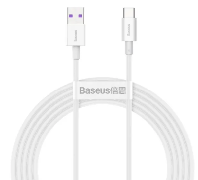 Baseus Laddare USB-A till USB-C, Fast Charge 20W, 2m - Vit