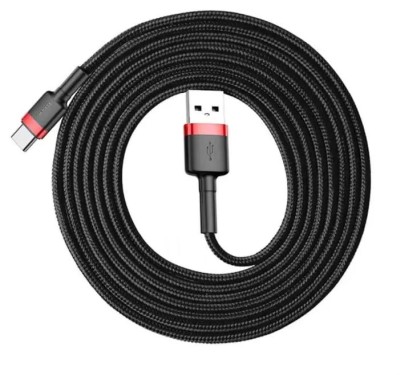 Baseus Cafule USB-A till USB-C Kabel Q.C 3.0, 18W, 2A, 3m - Röd/Svart