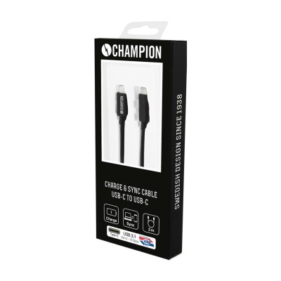 Champion USB-C 3.1 Gen2, 2m Svart
