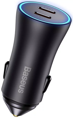 Cigguttag Baseus Golden Pro 2xUSB-C 40W 12/24V billaddare - Mörkgrå