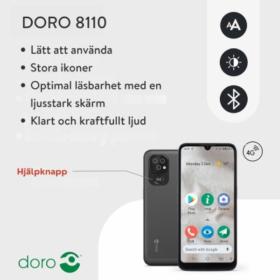 Doro 8110 4G Smartphone Svart/Grå 6,1"#2