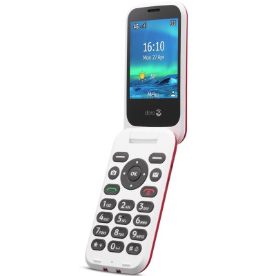 Doro 6821 - Röd / Vit Vikbar telefon 4G