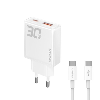 Dudao Laddare 30W, 1xUSB-C+1xUSB-A, inkl. 1m USB-C to USB-C kabel