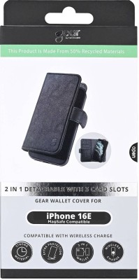 Plånboksfodral GEAR 2in1 3 card Recycled MagSeries iPhone 16e - Svart#2
