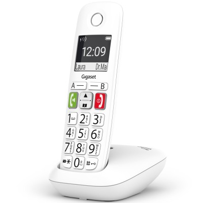 Gigaset E290 Analog/Dect Telefon vit Stora Knappar