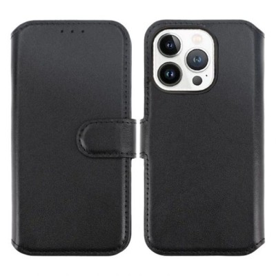 iPhone 15 Pro Läder Plånboksfodral Rvelon - Svart