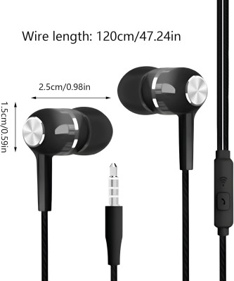 Hörlurar med mikrofon 3.5mm anslutning - Svart