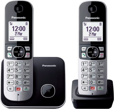 Panasonic KX-TG6852GB trådlös telefon med 2 handenheter (lås upp till 1 000 telefonnummer, tydlig teckenstorlek, höga hörlurar, full duplex handsfree#1