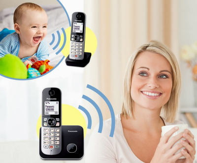 Panasonic KX-TG6852GB trådlös telefon med 2 handenheter (lås upp till 1 000 telefonnummer, tydlig teckenstorlek, höga hörlurar, full duplex handsfree#3