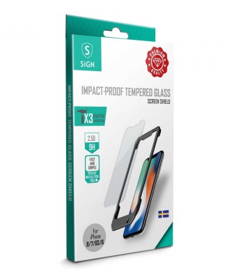 SiGN Skärmskydd i Härdat Glas för iPhone 6/6S/7/8 Inkl. Monteringsram#1