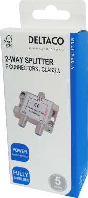Deltaco 2-way splitter, F-connectors, 1 DC pass, ClassA#4