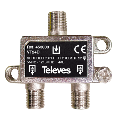 Splitter 2-vägs F-kontakt 5-2400MHz 1IN2UT