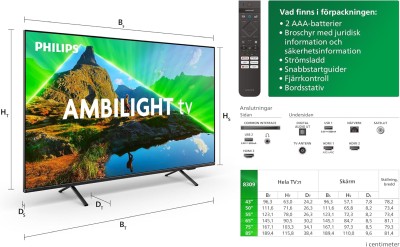 50" Philips PUS8309 Smart-TV, UHD/4K, HDR10, Titan OS, 3-sidig Ambilight#12