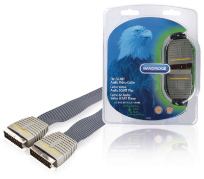 SCART-kabel, Bandridge 5m fullkopplad, ha - ha, Blå