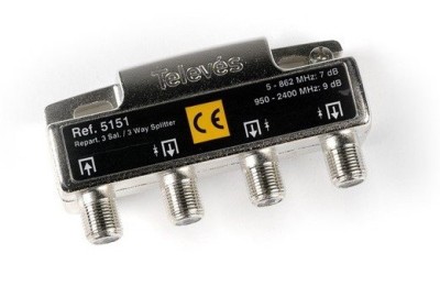 Televes 3-vägs F-kontakt 5-2400 MHz 1IN3UT