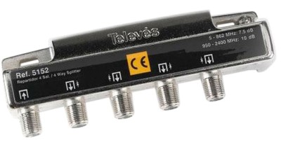 Splitter 4-vägs F-kontakt 5-2400MHz 1IN4UT