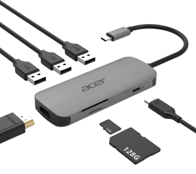 ACER 7in1 Type C dongle 1xtypeC 1xHDMI 4K60 3xUSB3.2 1xSD/TF 1xPD#2